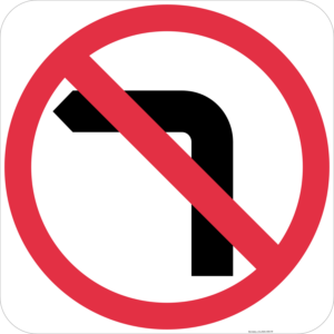 R2-6(L) No Left Turn Sign